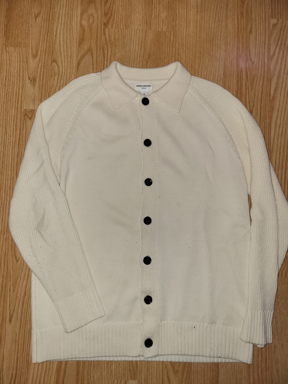 Off White Long Sleeve Polo Cardigan - Men's Large